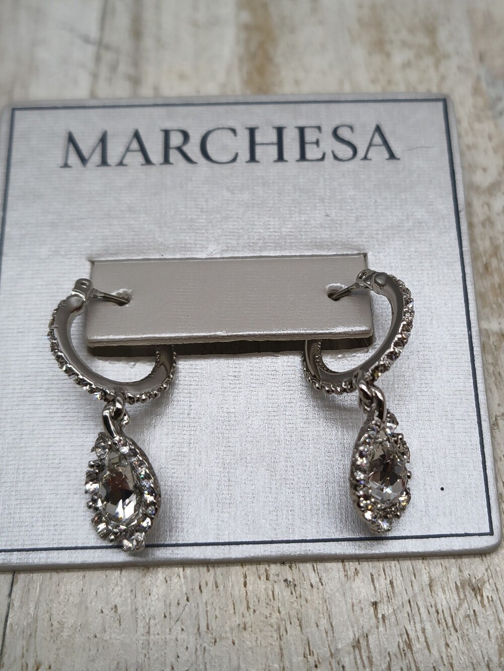 Marchesa Silver-tone Stone Drop Earrings